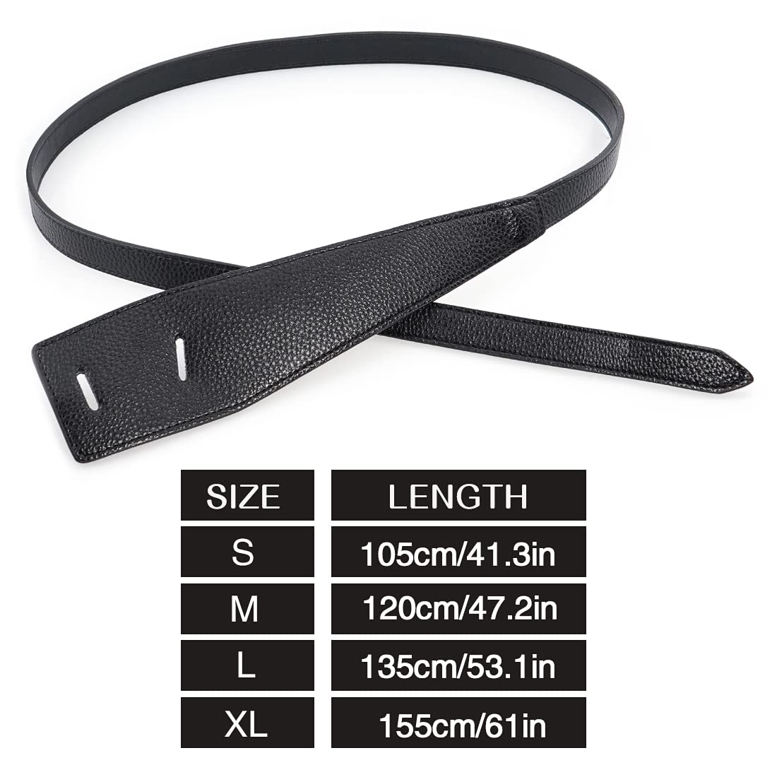 BAOKELAN Women Faux Leather Tie Belt Knotted Wide Waist Belt for Jeans Jumpsuit Coat Dress Black 120cm