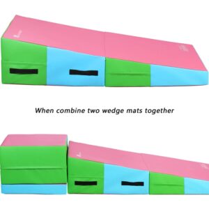 Cheese Mat Incline Wedge Mat 47''x24''x14''/59"x30"x14" Gymnastics Ramp Cheese Slope Mat Skill Shape Tumbling Mat Gym Fitness by M HI-Mat (Red-Green-55''x28''x14'')