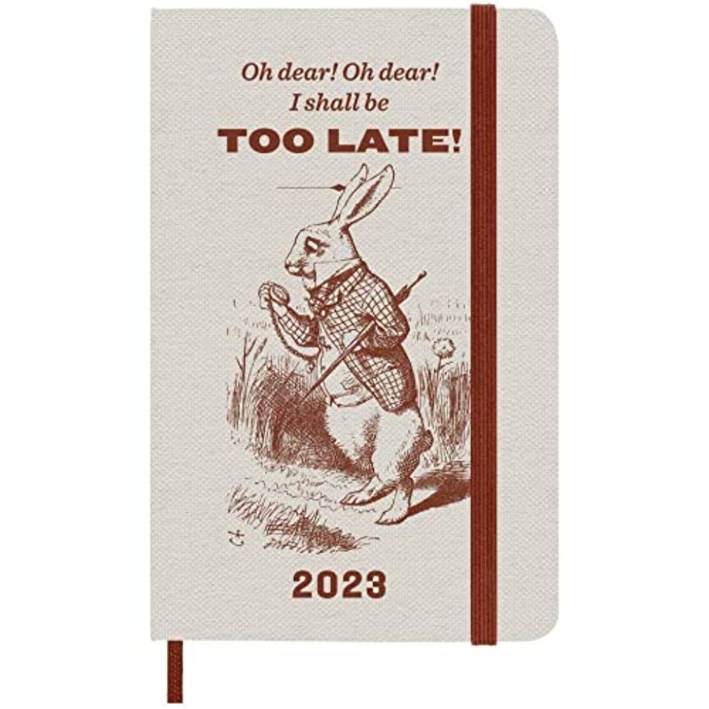 Moleskine Limited Edition Alice In Wonderland 12 Month 2023 Weekly Planner, Hard Cover, Pocket (3.5" x 5.5"), Rabbit