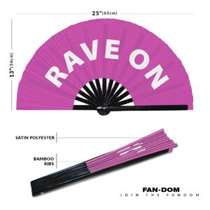 Rave on Hand Fan Party Accessories Folding Fan Bamboo Rave Event Festivals Handheld Fan for Women and Men (Pink)