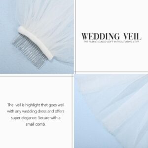 Latious 1 Tier Wedding Bride Veil Ivory Simple Fingertip Bridal Tulle Veils with Comb for Brides and Women (Ivory)