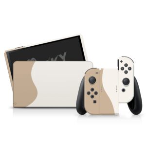 Tacky Design Beige Colorwave Skin Compatible with Nintendo Switch OLED Skin - Vinyl 3M Color Blocking Stickers Set - Compatible with Nintendo Switch OLED Skin Joy Con, Console, Dock - Decal Full Wrap