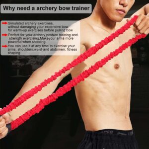 SOPOGER Archery Bow Band Trainer Bow Draw Resistance Stretch Band Trainer Exerciser Strength Training Aid Device Arm Fitness Machine Tool for Archery Bow Hunting Shooting, 25-45 Lbs (Red-35lbs)