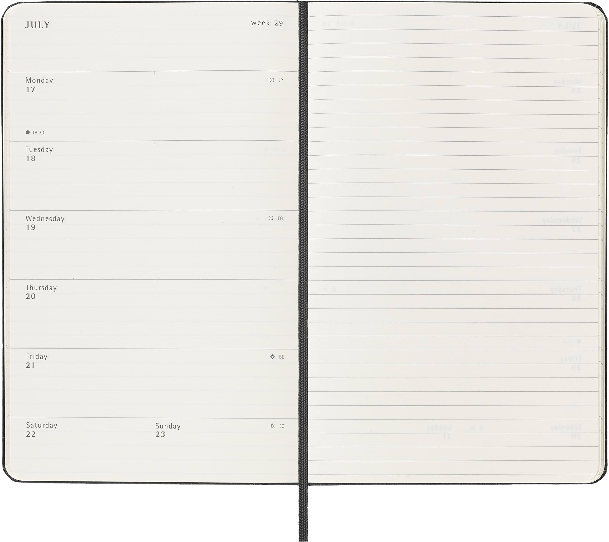 Moleskine Classic 18 Month 2022-2023 Weekly Planner, Hard Cover, Large (5" x 8.25"), Black