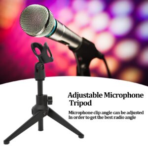 Microphone Stand,Portable Desktop 20.5-27cm Adjustable Shockproof Detachable Tripod Mini Table Stand, Mic Stand Clip Holder,for Conference/Live Streaming