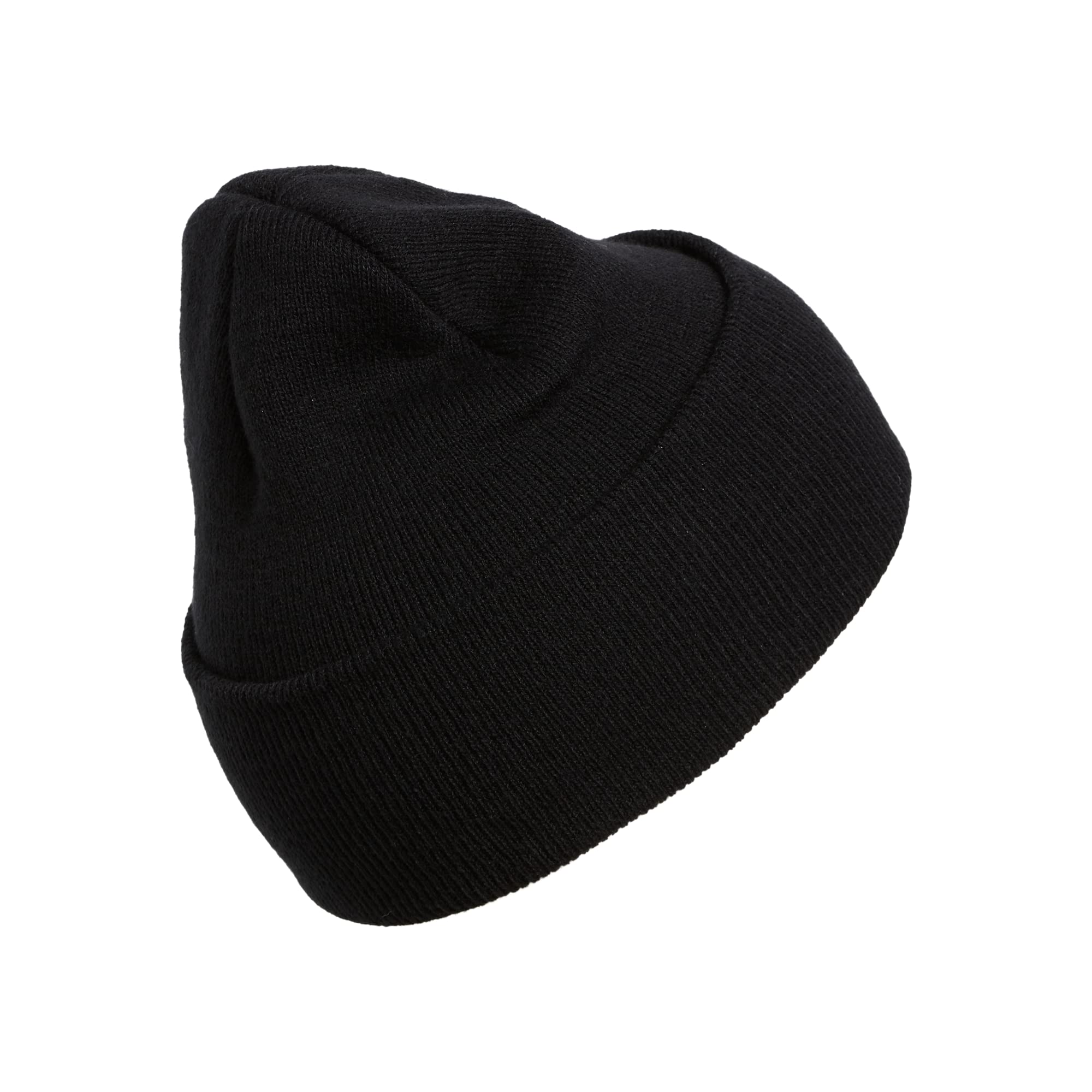 adidas Wide Cuff Fold Beanie, Black/White, One Size