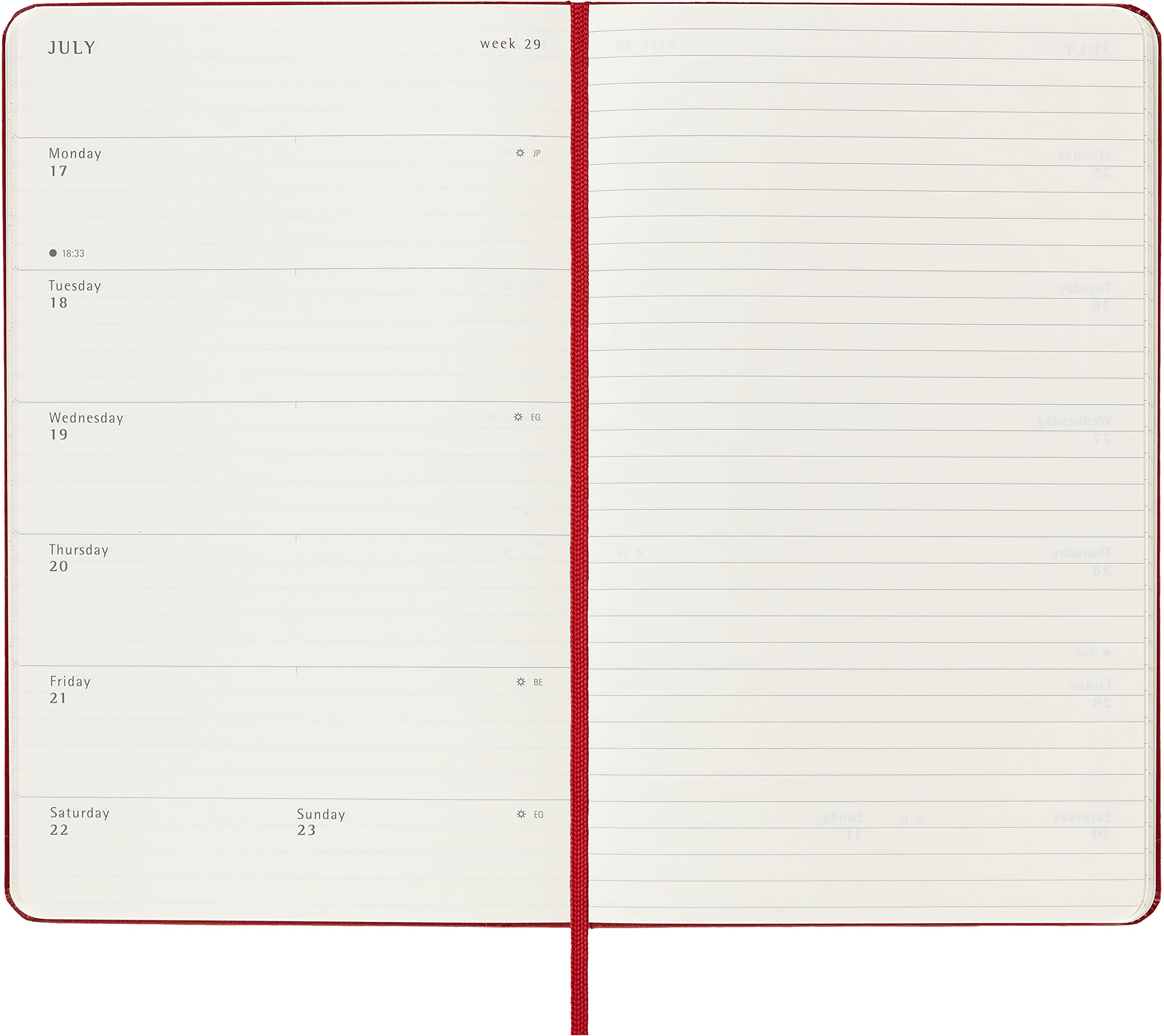 Moleskine Classic 18 Month 2022-2023 Weekly Planner, Hard Cover, Large (5" x 8.25"), Scarlet Red