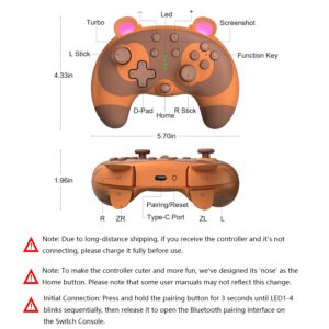 PowerLead Switch Controller - Cute Raccoon Animal Wireless Switch Controller for Switch Lite/OLED/PC, Switch Pro Controller Remote Gamepad Joystick with Turbo/Motion Control/Wake-up, Vibration