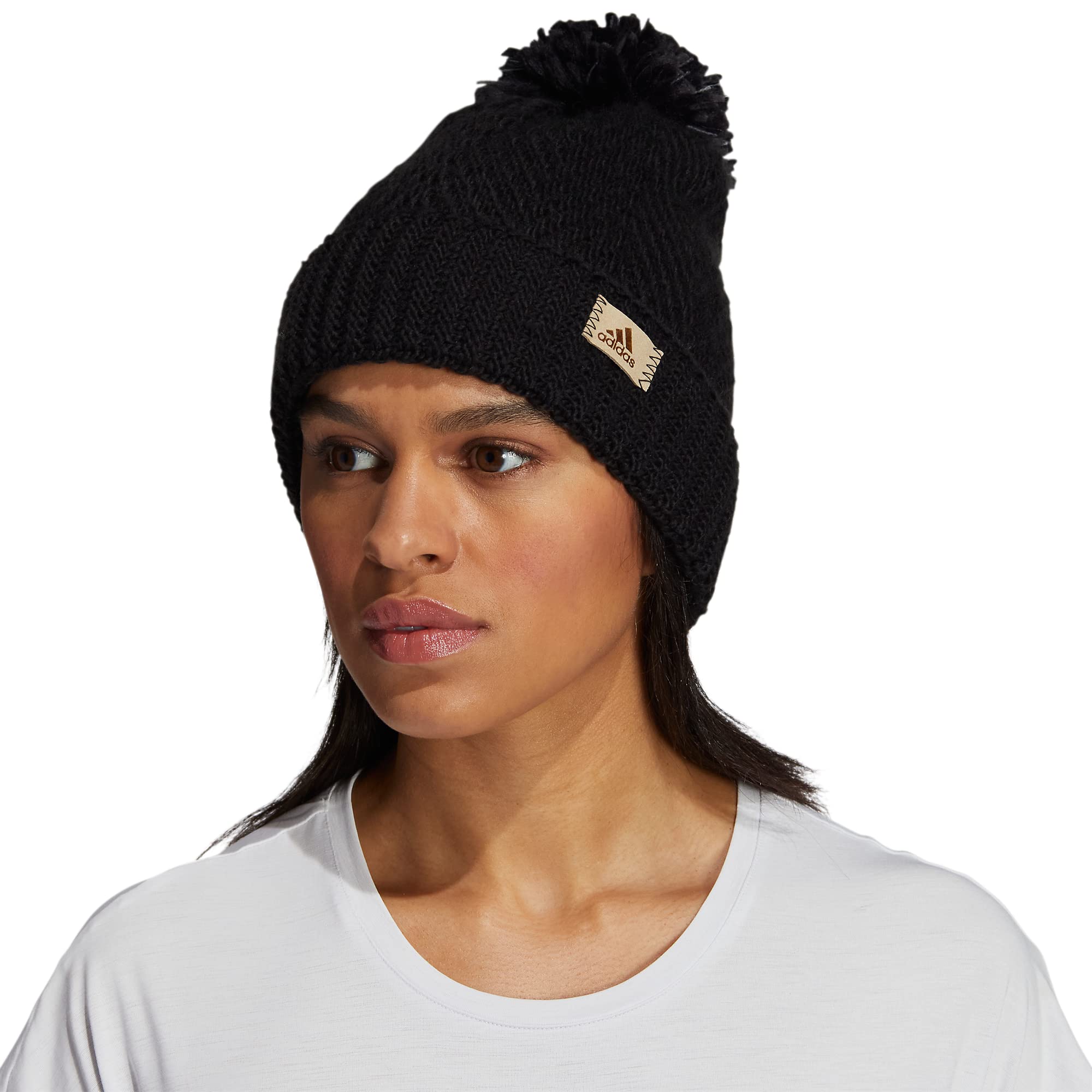 adidas Women's Twilight Ballie Pom Beanie, Black/Onix Grey, One Size