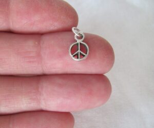 charm - sterling silver - jewelry - pendant - peace sign mini tiny