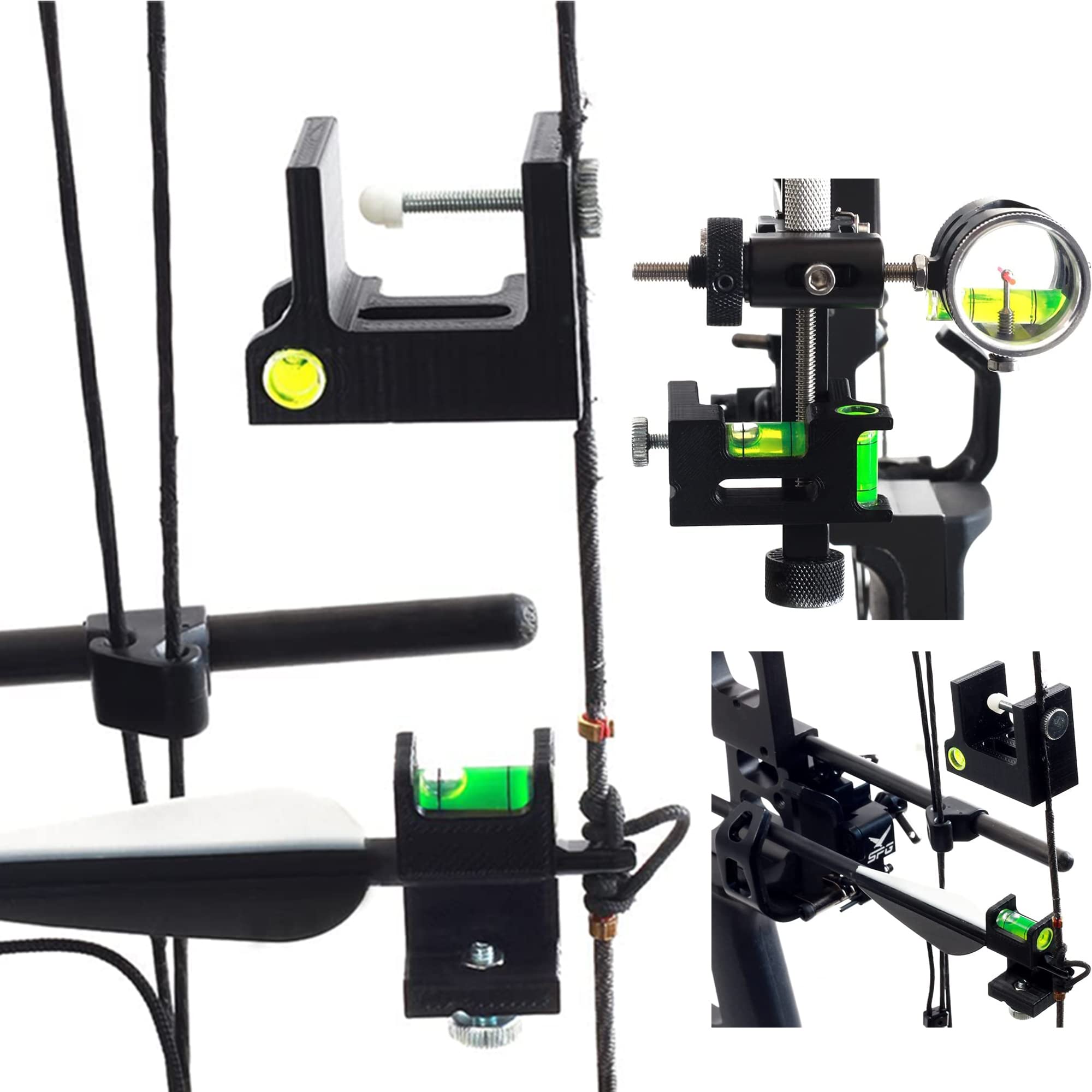 SOPOGER Archery Multifunctional Bow Level Tuning and Mounting String 3D Printing Compound Bow Sight Tuning Bubble Level Combos Tool Kit for Compound Bows (Black)