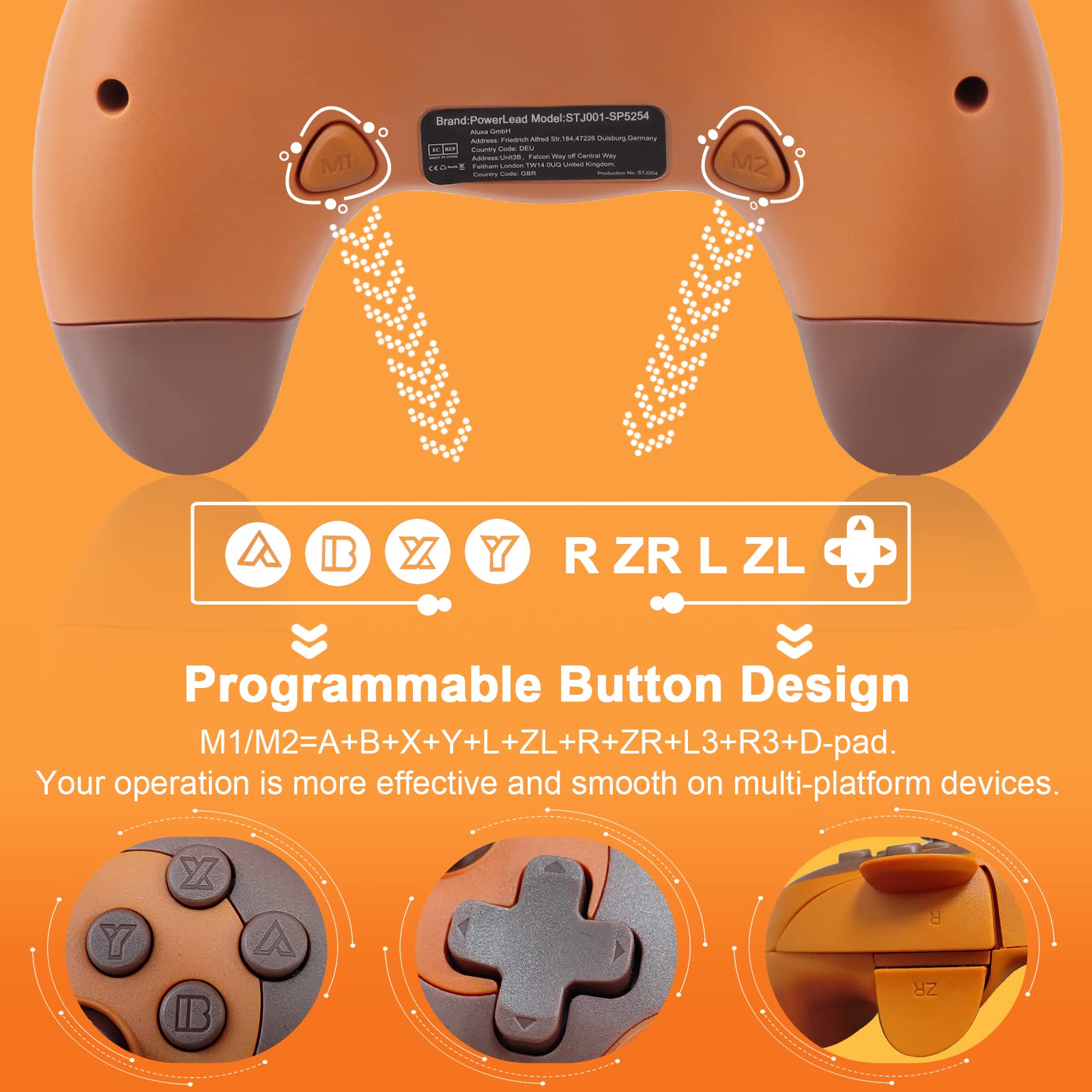 PowerLead Switch Controller - Cute Raccoon Animal Wireless Switch Controller for Switch Lite/OLED/PC, Switch Pro Controller Remote Gamepad Joystick with Turbo/Motion Control/Wake-up, Vibration