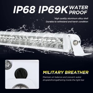 Waterproof Led Boat Light Bar, BIGLIONX 22 inch Spot&Flood Combo White 200W 22000LM Deck Dock Yacht Marine Headlights Spotlights Waterproof IP68 12V 24V