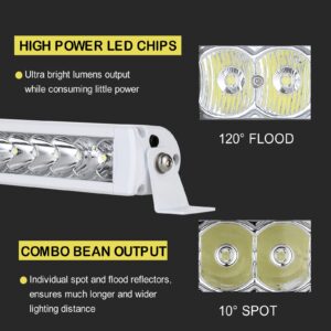 Waterproof Led Boat Light Bar, BIGLIONX 22 inch Spot&Flood Combo White 200W 22000LM Deck Dock Yacht Marine Headlights Spotlights Waterproof IP68 12V 24V