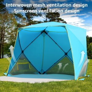 Old Bahama Bay Pop Up Beach Tent, Portable Shade Sun Shelter UPF50+ UV Protection for 4 Person Extendable Floor for Fishing Hiking Camping, Waterproof Windproof(Blue)