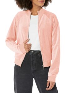 guess women's es g-charm logo track jacket, rose bliss, medium