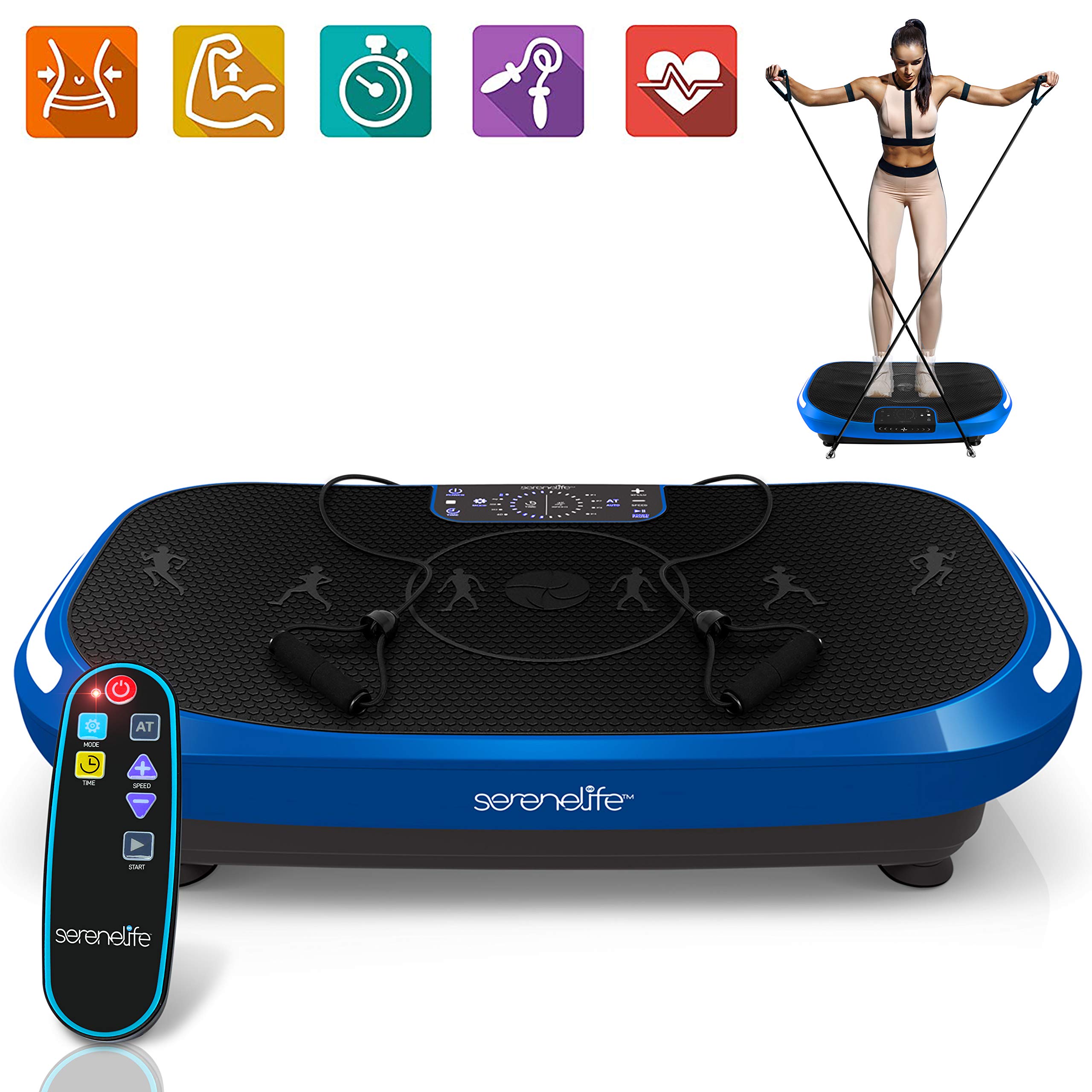 SereneLifoHome Standing 4D Vibration Plate Exercise Machine-Vibrating Platform Exercise Passive Workout Trainer-Whole Body 3 Motor 4D Motion Technology-Weight Loss & Shaping Resistance Band - SLVBX4.5