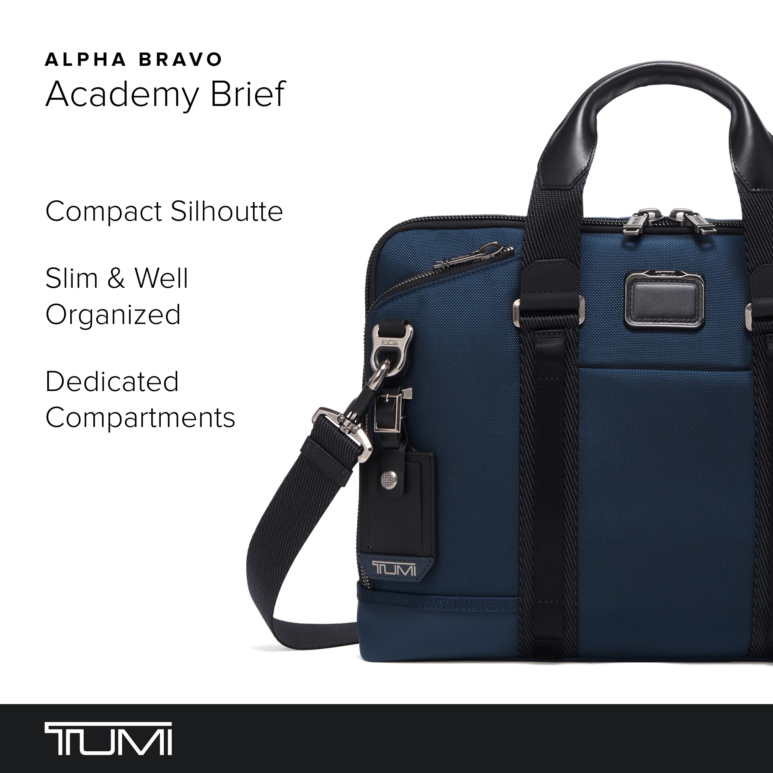 TUMI - Alpha Bravo Academy Brief - Compact Laptop Briefcase - Travel Laptop Bag - 11.8" X 15.5" X 2.0" - For 15" Laptop - Navy