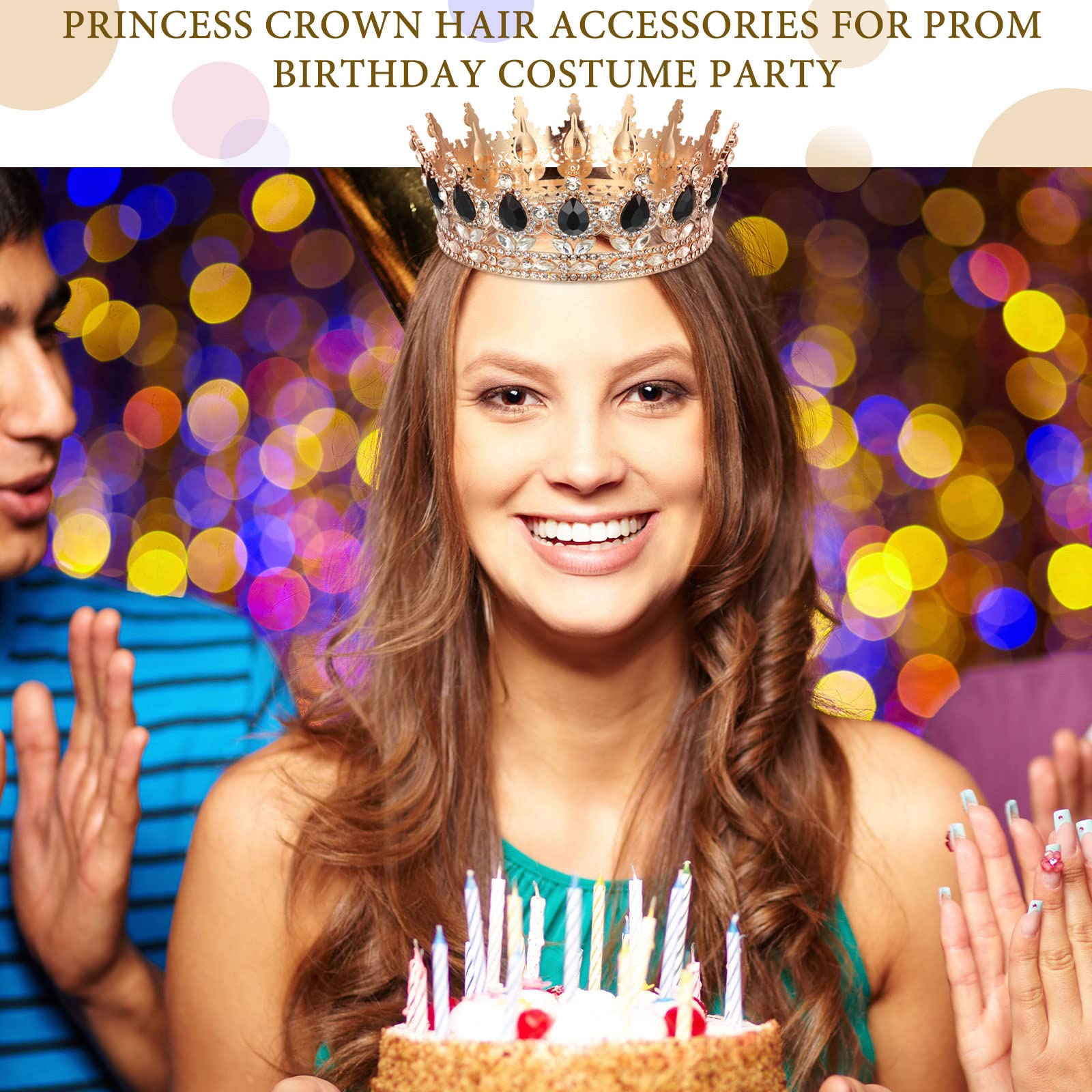 Mtlee 2 Pcs Prom King and Queen Crowns King Crowns for Men Royal Crown with Blue Rhinestone Queen Crowns for Women Halloween Wedding Birthday Graduation(Delicate Style)