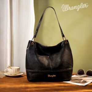 Wrangler Hobo Bags for Women Leather Hobo Purses Shoulder Bag Tote Bag Womens Purses and Handbags WG20-918BK