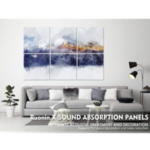 Ruonin.X 6 Pack Decorative Art Acoustic wall panels,Better Acoustic Treatment than foam, Premium Sound Absorbing and Soundproof wall panels for Recording studio and home, 72"x48" inch—Golden Mountain