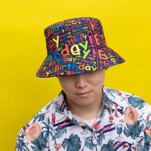 Happy Birthday Bucket Hat Fisherman Hat Beach Travel Sun Hat Outdoor Cap for Unisex Men Women