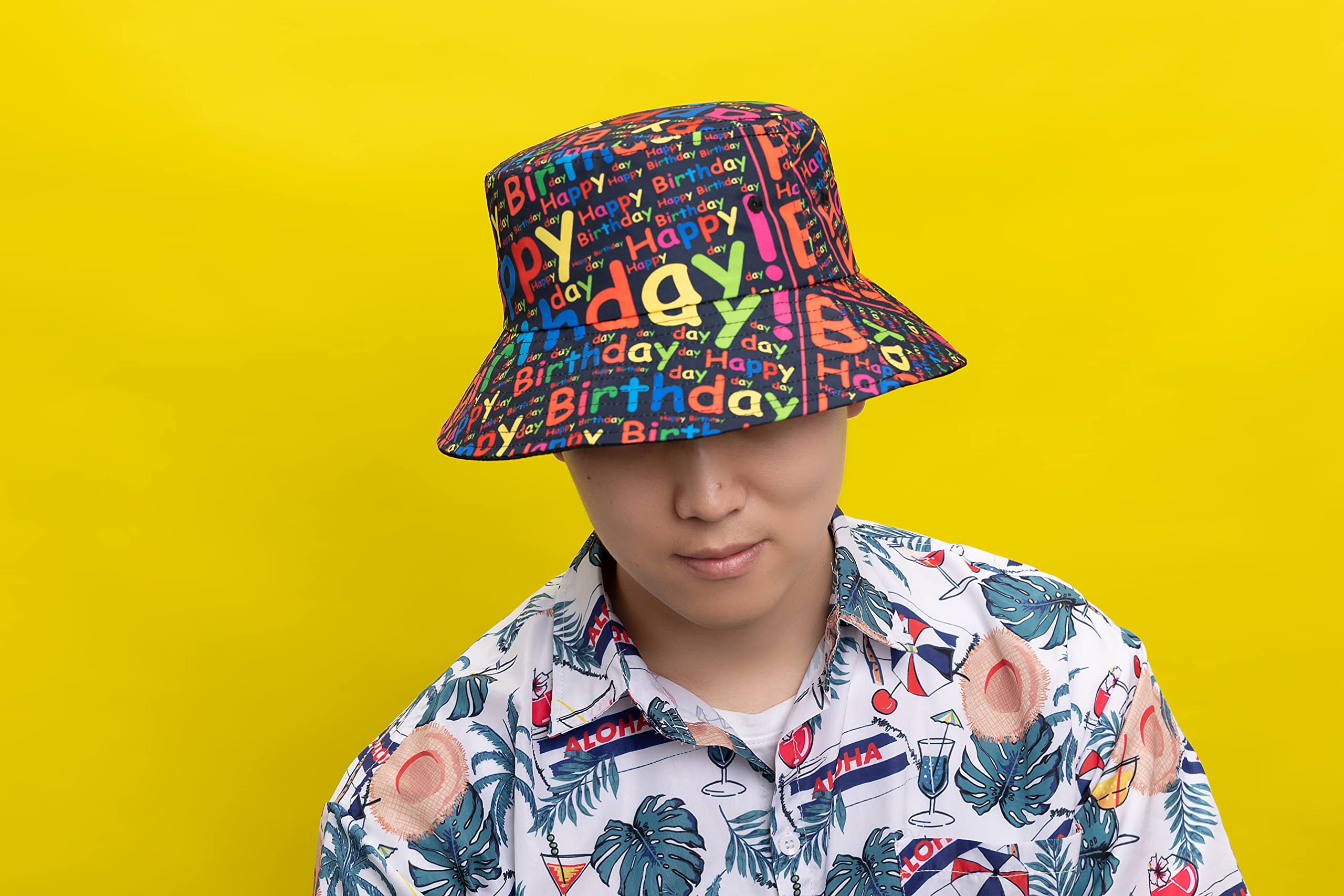 Happy Birthday Bucket Hat Fisherman Hat Beach Travel Sun Hat Outdoor Cap for Unisex Men Women