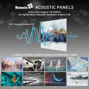 Ruonin.X 6 Pack Decorative Art Acoustic wall panels,Better Acoustic Treatment than foam, Premium Sound Absorbing and Soundproof wall panels for Recording studio and home, 72"x48" inch—Golden Mountain