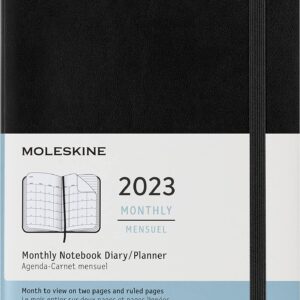 Moleskine Classic 12 Month 2023 Monthly Planner, Soft Cover, Large (5" x 8.25"), Black