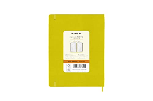 Moleskine Classic Notebook, Hard Cover, XL (7.5" x 9.5") Ruled/Lined, Hay Yellow (Silk), 192 Pages