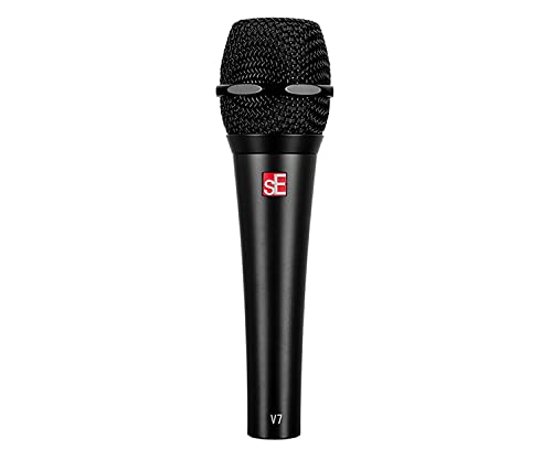 Briskdrop sE Electronics V7 Black Dynamic Supercardioid Handheld Microphone, Black - Bundle with 2 XLR Cables and 10 Cable Ties