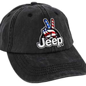 Jeep Wave USA Chino Twill Patch Garment Washed Hat Black