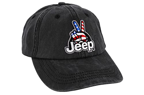 Jeep Wave USA Chino Twill Patch Garment Washed Hat Black