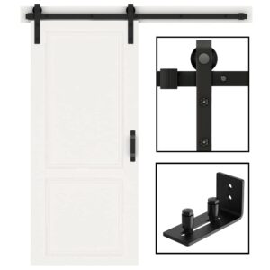 winsoon 4ft antique single sliding barn door hardware track kit with 1 pcs barn door floor guide wall mount set