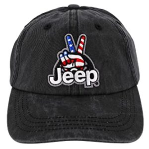 Jeep Wave USA Chino Twill Patch Garment Washed Hat Black