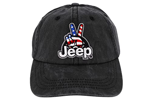 Jeep Wave USA Chino Twill Patch Garment Washed Hat Black