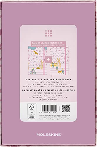 Moleskine Limited Edition Sakura Notebook, Hard Cover, Large (5" x 8.25"), Ruled/Lined & Plain/Blank, Bundle Collector's Box