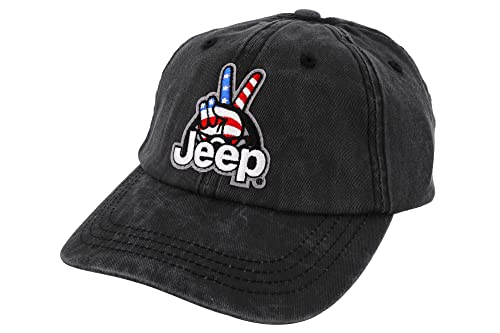 Jeep Wave USA Chino Twill Patch Garment Washed Hat Black