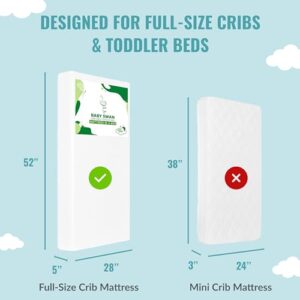 Dream On Me Baby Swan 5” Foam Crib & Toddler Bed Mattress in White I Mattress in Box I Greenguard Gold Certified I JPMA Certified