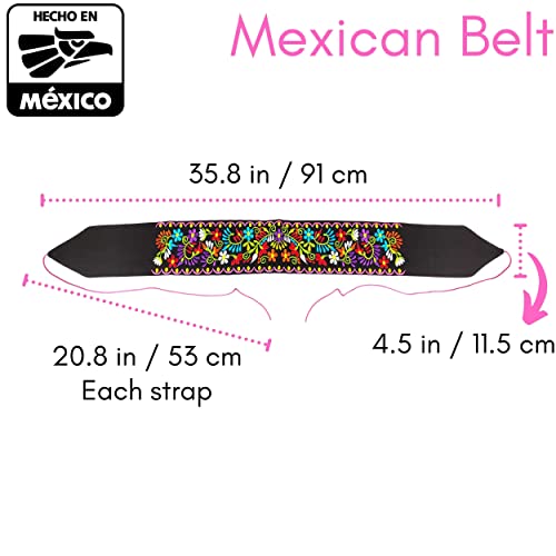 Cuitáxi Traditional Embroidered Mexican belt for women adjustable - Cinturones de mujer bordados hecho en mexico - mexican belt sash - women's belt embroidered