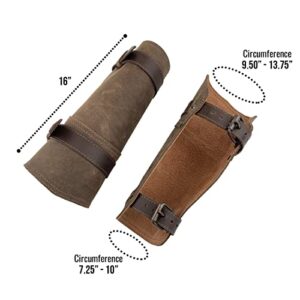 Valhalla Gear, Set of 2 Vambrace Bracers, Viking Style Hand Protector for Archery, Medieval Armband, Wrist Guard, Adjustable Buckles, Full Grain Leather, Handmade, Bourbon Brown