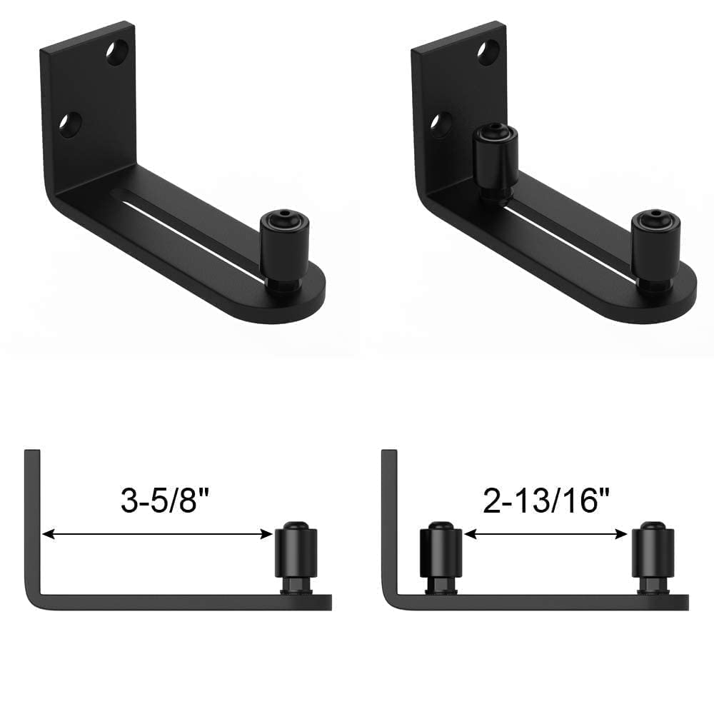 WINSOON 8FT Antique Single Sliding Barn Door Hardware Roller Track Kit with 1 Pcs New Sliding Barn Door Floor Guides Adjustable Stay Roller Set