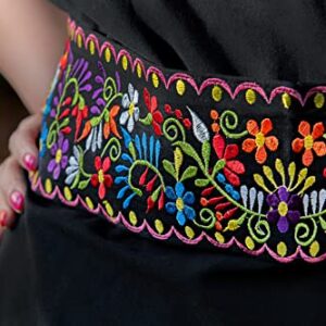 Cuitáxi Traditional Embroidered Mexican belt for women adjustable - Cinturones de mujer bordados hecho en mexico - mexican belt sash - women's belt embroidered