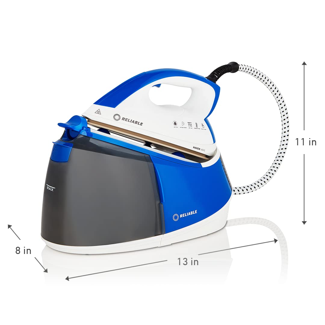 Reliable 140IS Maven Steam Iron - 1500W Ironing Station with Ceramic Soleplate, Iron Lock for Easy Carry, 1.5 Ltr Removable Water Tank and Auto Shut-Off, Digital Display, Continuous Home Steam Iron