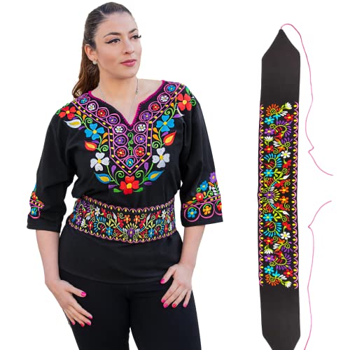 Cuitáxi Traditional Embroidered Mexican belt for women adjustable - Cinturones de mujer bordados hecho en mexico - mexican belt sash - women's belt embroidered