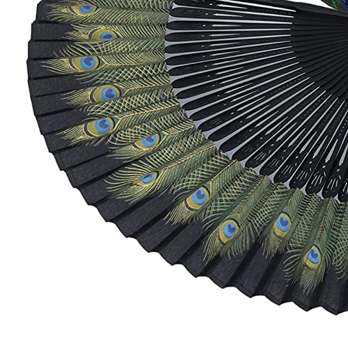 Chinese Fan, Beautiful Peacock Pattern Hand Fan Widely Used for Clothes Decoration for Dance Performance