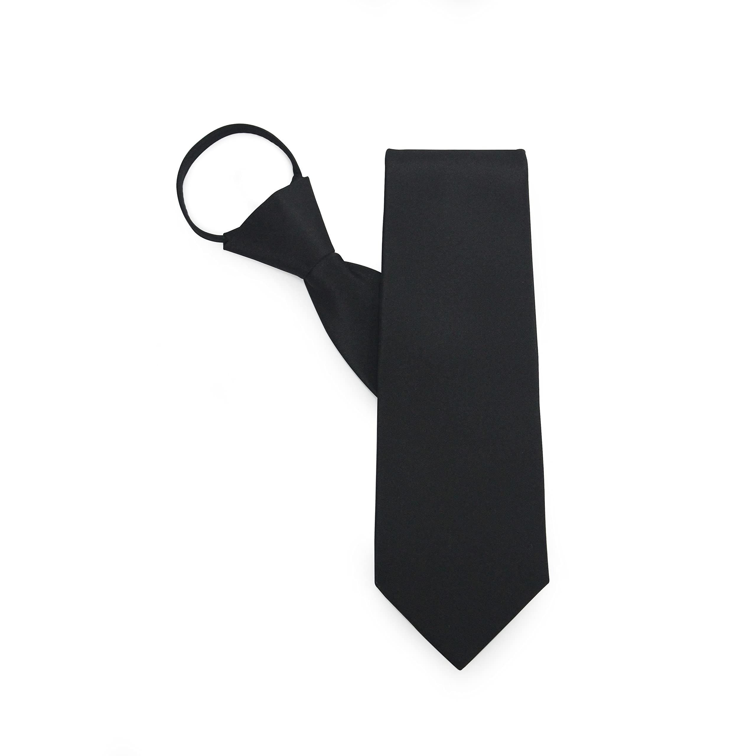 NEOVAT Men's Woman Tie black Auto Automatic necktie Great for Wedding,Groom,Groomsmen,Missions,Dances,Gifts,formal events., Black, M:47cm/18.5in~48cm/18.8in