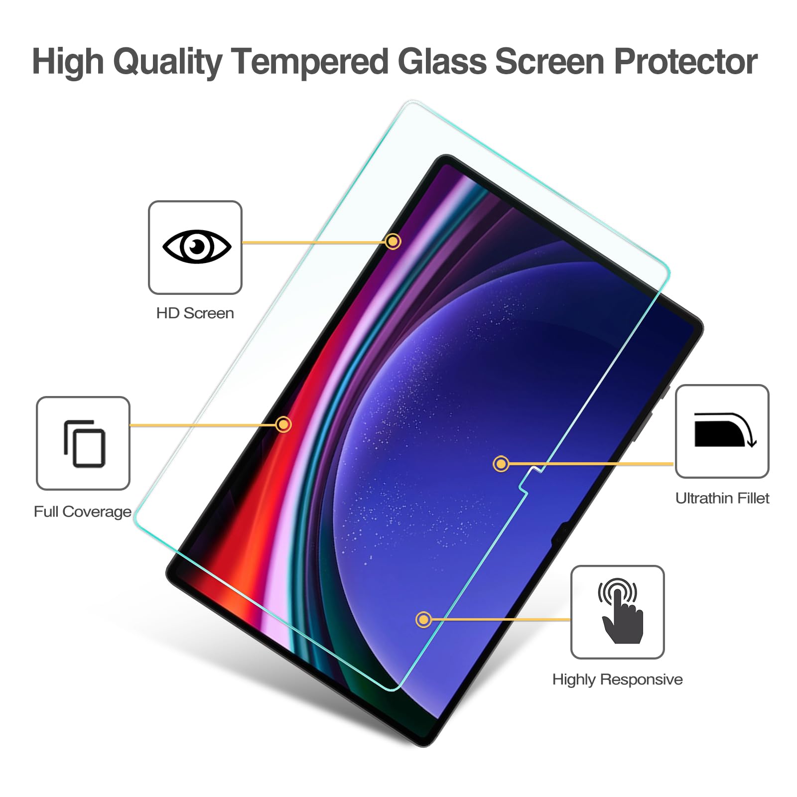 ProCase 2 Pack Screen Protector for Galaxy Tab S9 Ultra 14.6 Inch 2023 / Tab S8 Ultra 2022, Tempered Glass Screen Film Guard for 14.6“ Galaxy Tab S9 Ultra Tablet (SM-X910 X916B X900 X906)