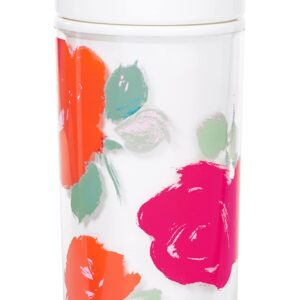 Kate Spade New York Floral Acrylic Tumbler with Lid and Straw, 20 oz Tumbler, Slim Double Wall Tumbler, Brushy Rose