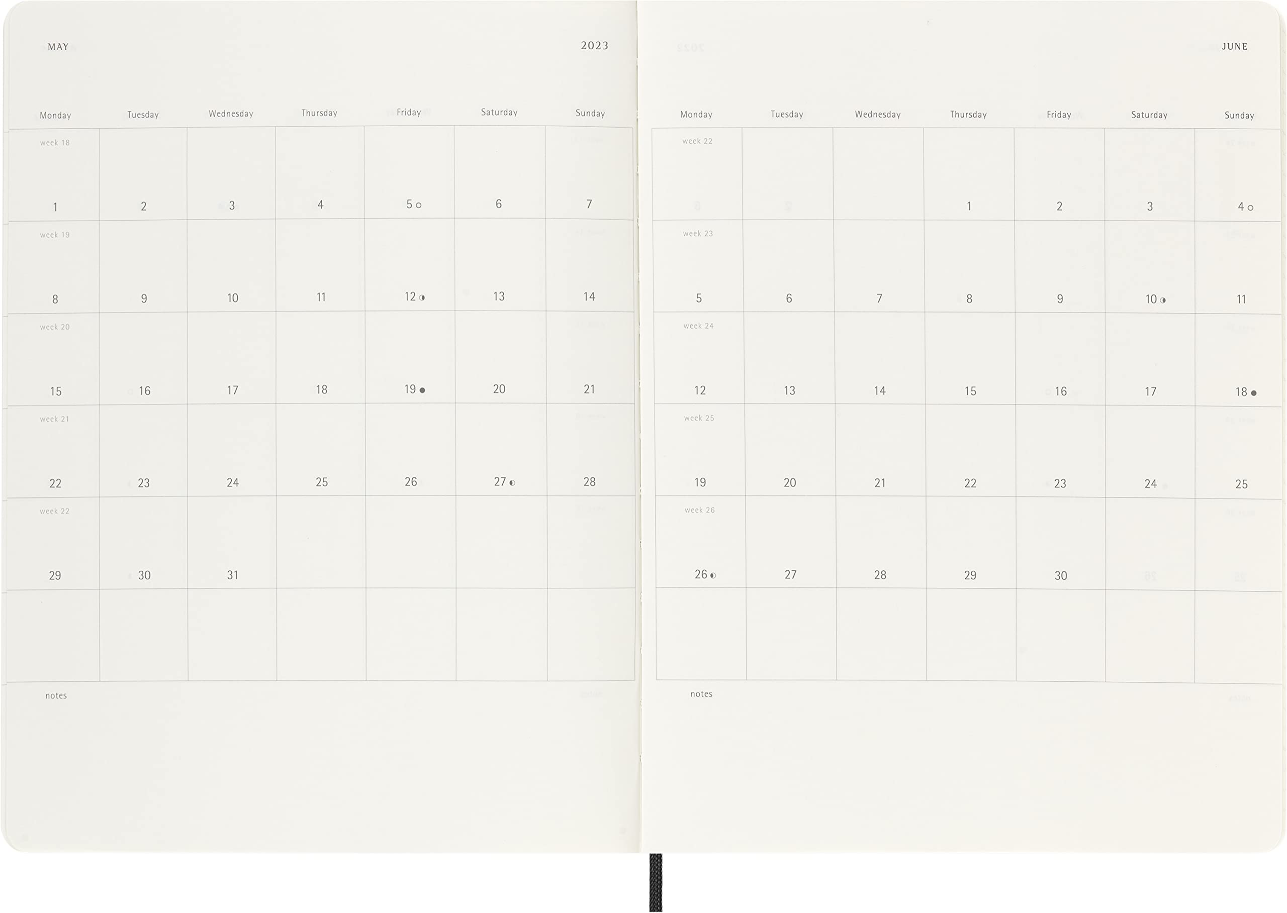 Moleskine Classic 18 Month 2022-2023 Weekly Planner, Soft Cover, XL (7.5" x 9.75"), Black